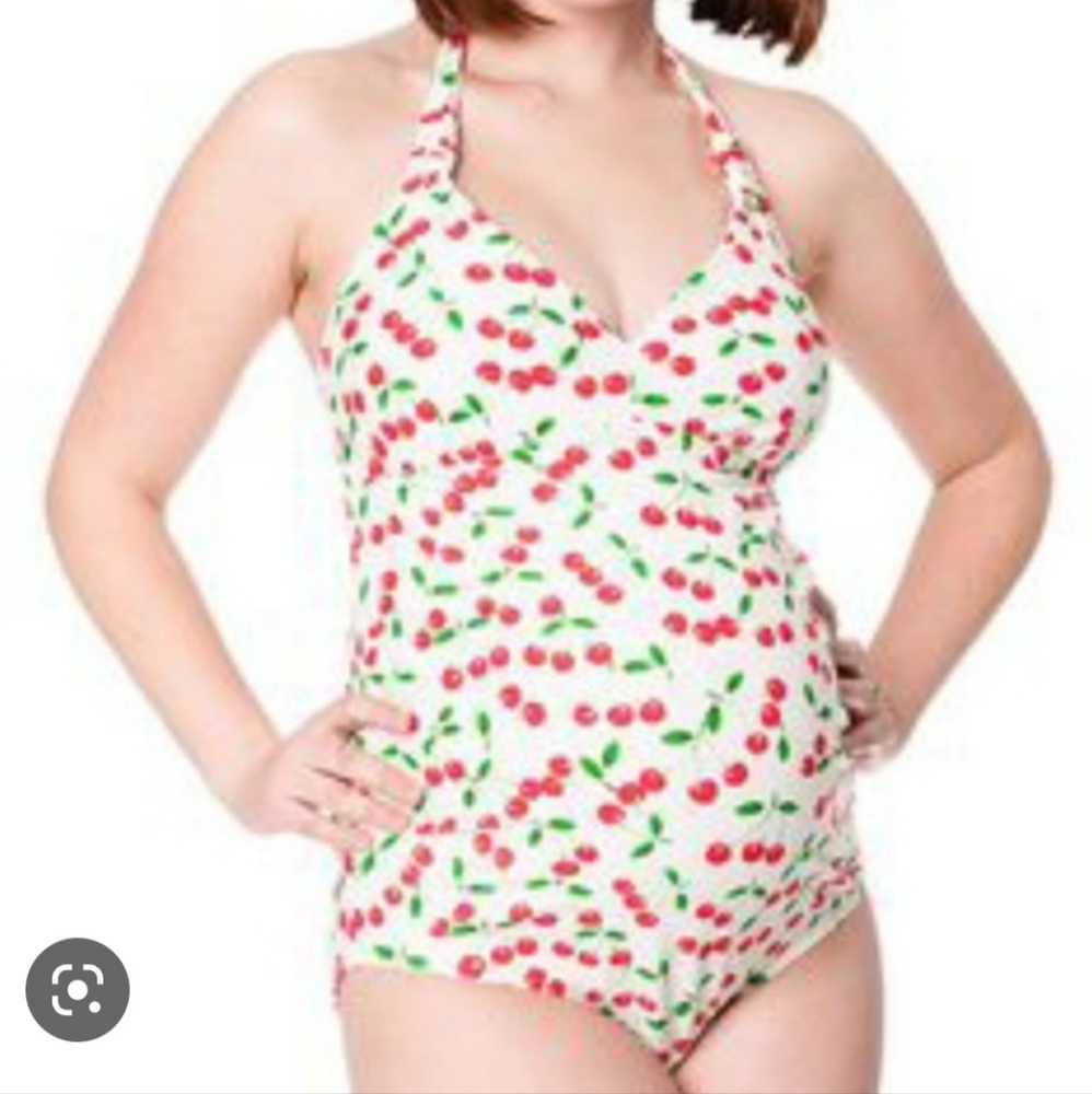 Motherhood Maternity Retro Cherry One Piece SEXY Bathing Suit, Size XL